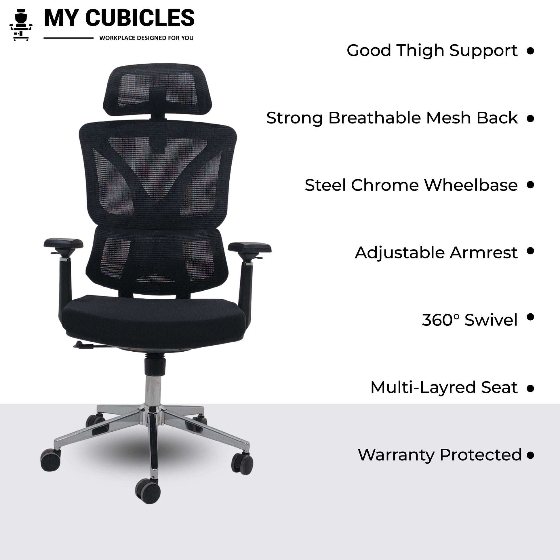 Black Ergo Gladiator Executive Office Chair with Head Rest