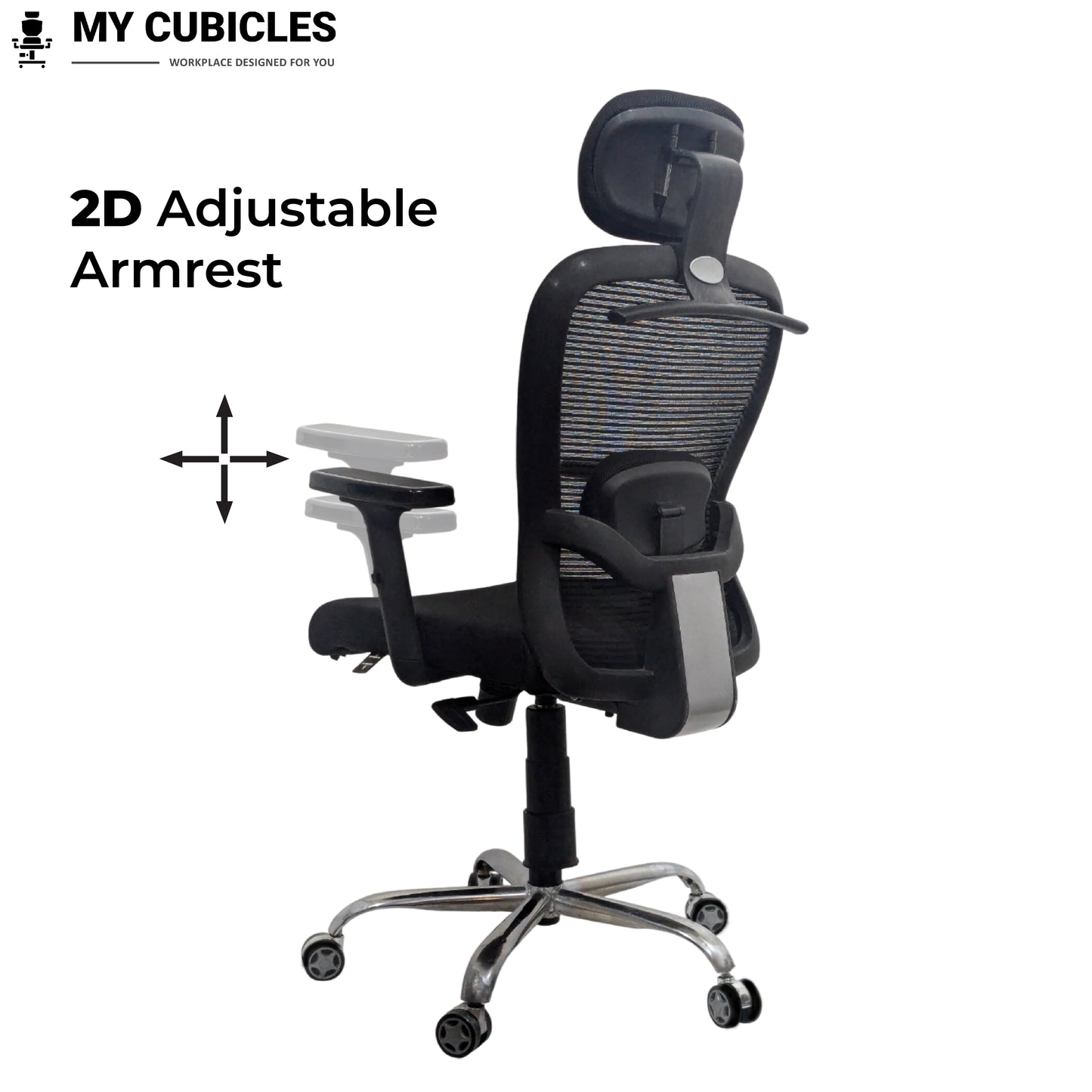 Black office chair with adjustable armrest