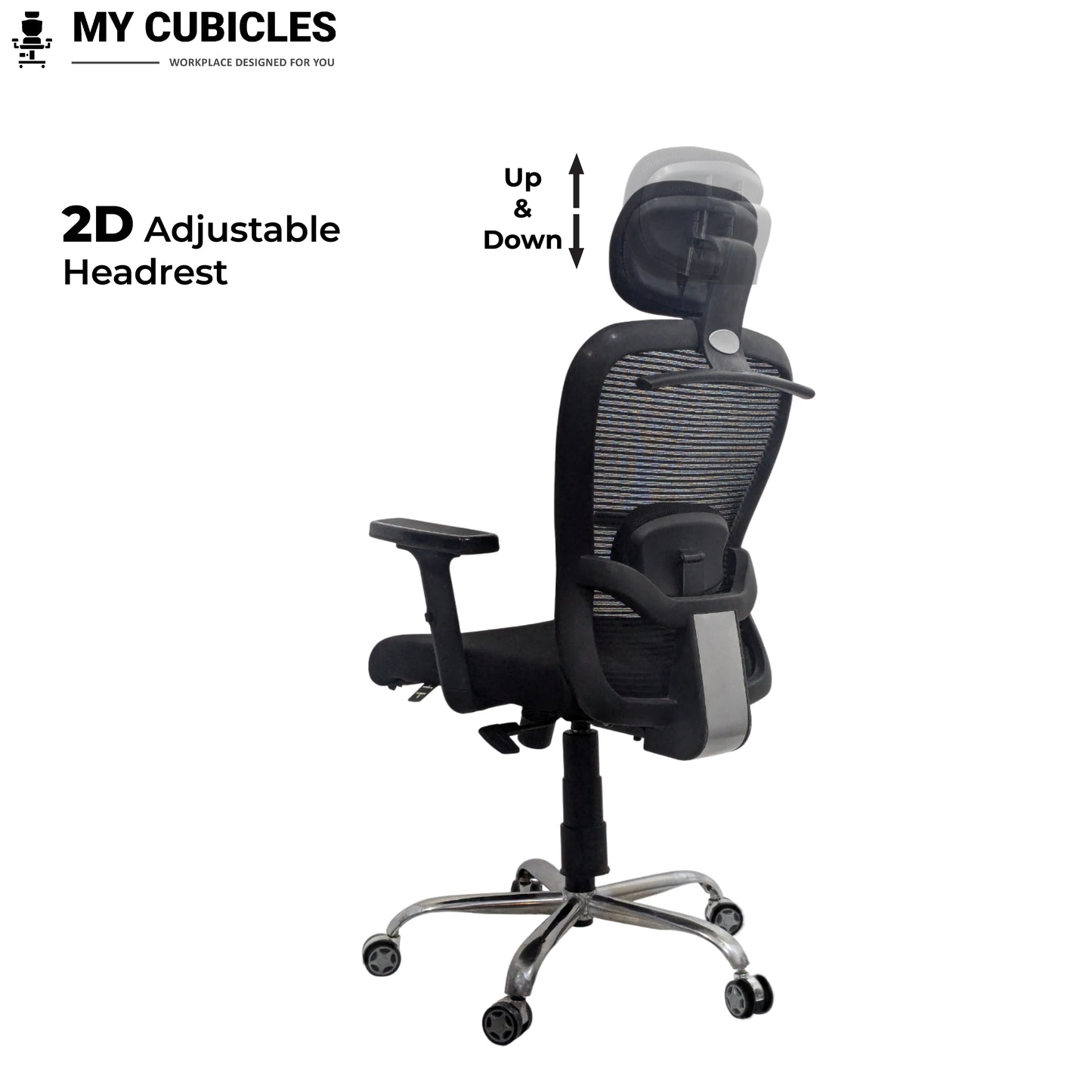 Black office chair with adjustable headrest