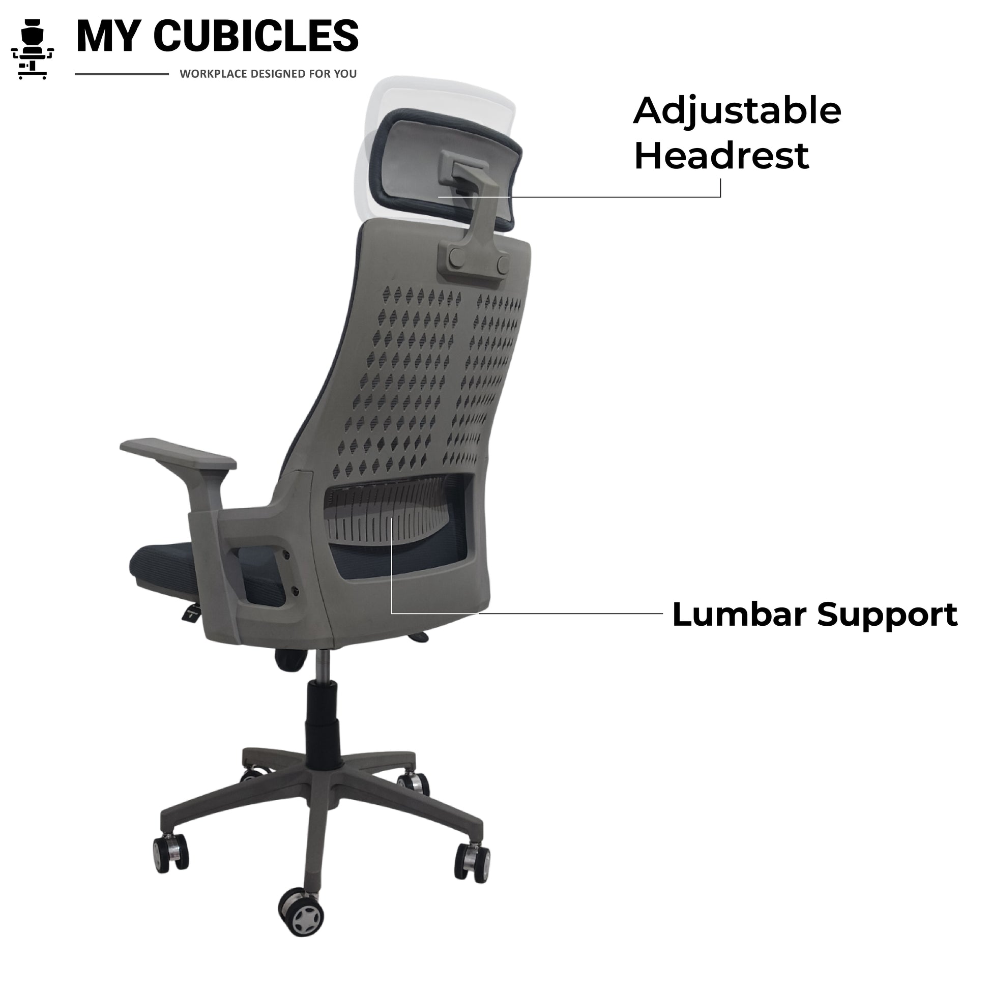 Executive High Back Office Chair with Adjustable Headrest and Lumbar Support