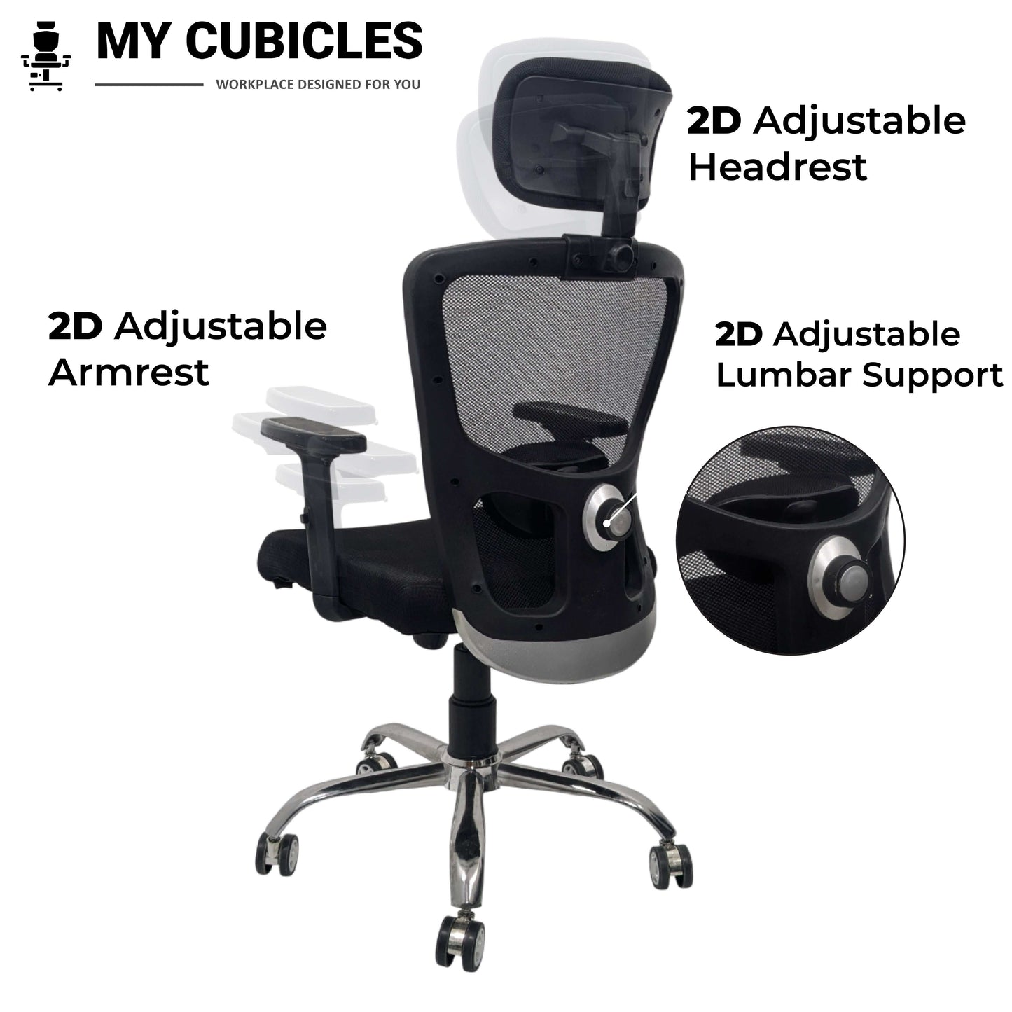 Jazz High Back Office Chair with Adjustable Armrest, Lumbar Support and Headrest