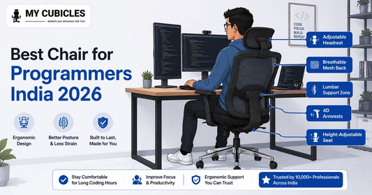 best chair for programmers India showing ergonomic mesh chair with labelled features