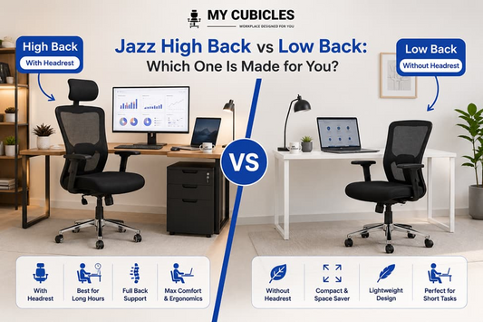 Jazz high back vs low back office chair comparison by MyCubicles India