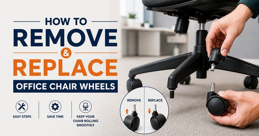 step-by-step removing and replacing office chair wheels and casters on a five-star base