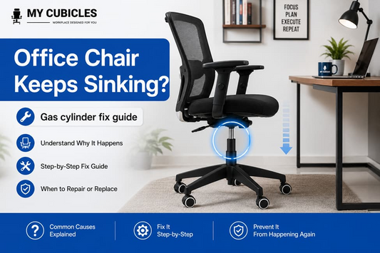 office chair keeps sinking with gas cylinder highlighted for repair in India