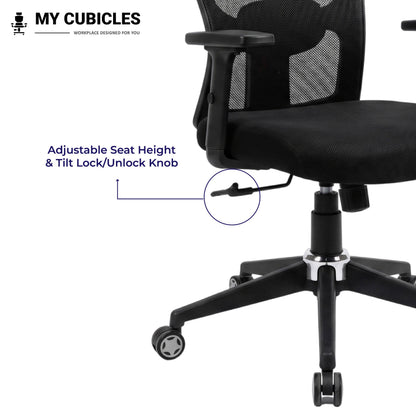 AeroFlex Black Mesh Low Back Office Chair | Nylon Base