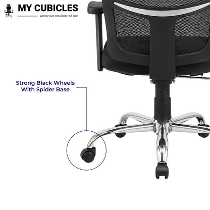 Aligna Brio High Back Office Chair with Headrest Feature Strong Black Wheels With Spider Base