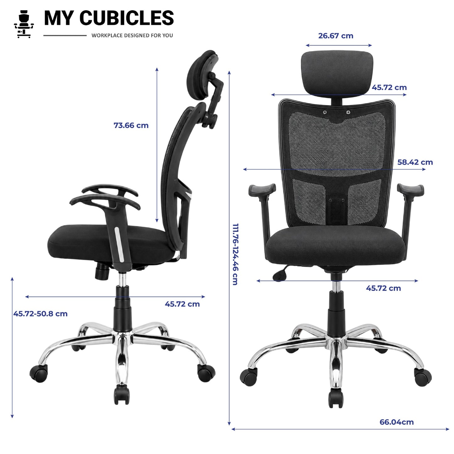Aligna Brio High Back Office Chair with Headrest Dimension 