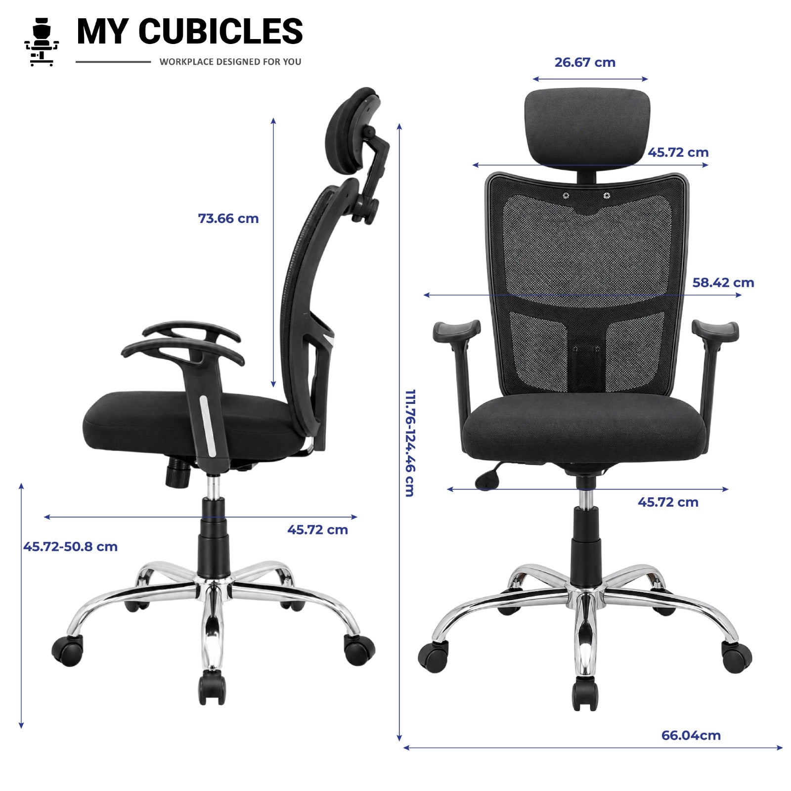 Aligna Brio High Back Office Chair with Headrest Dimension 