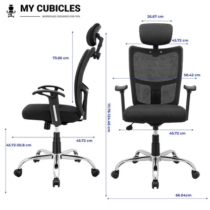 Aligna Brio High Back Office Chair with Headrest Dimension 