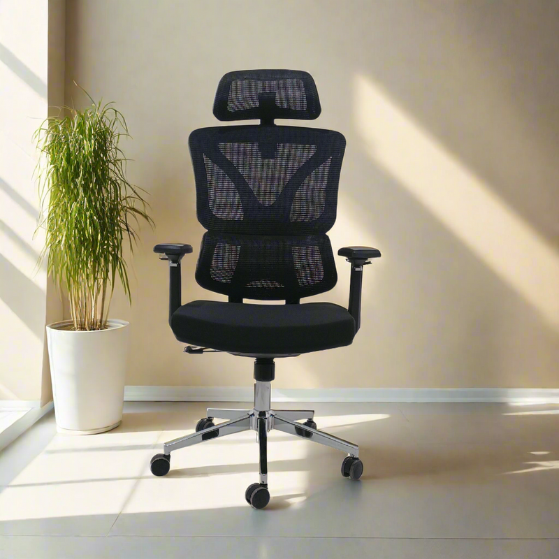 Black Ergo Gladiator Executive Office Chair with Head Rest