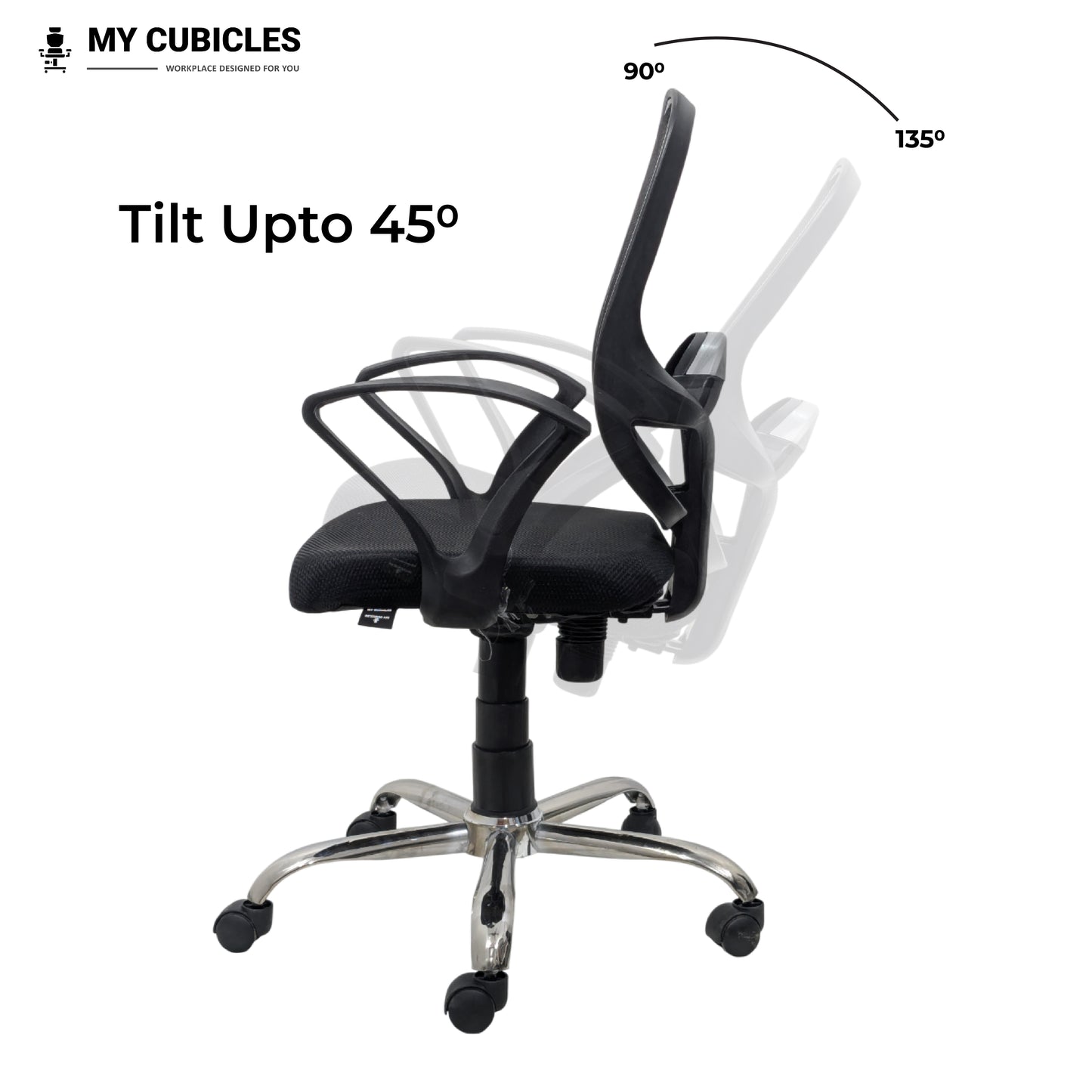 Black Mist Mesh Mid Height Office Ergonomic Chair