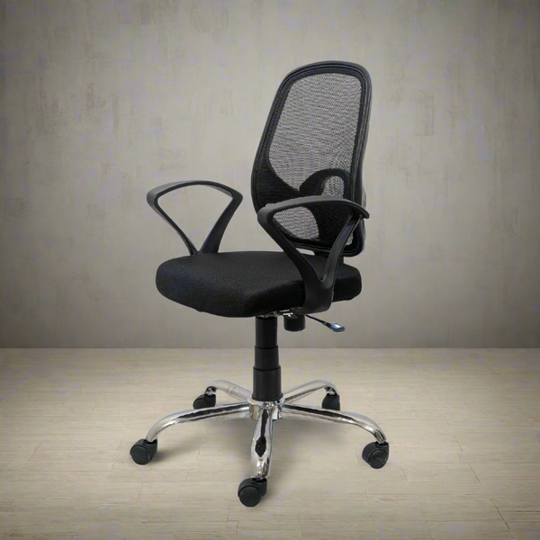 Black Mist Mesh Mid Height Ergonomic Office Visitor Chair - main view by My Cubicles