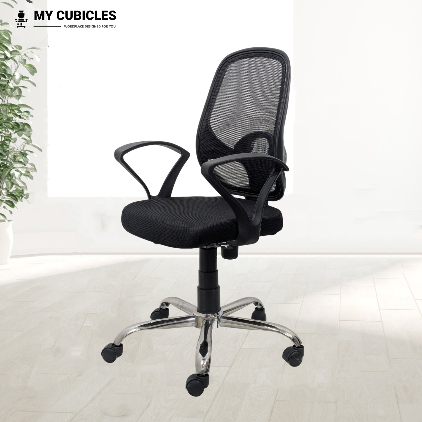 Black Mist Mesh Mid Height Office Ergonomic Chair