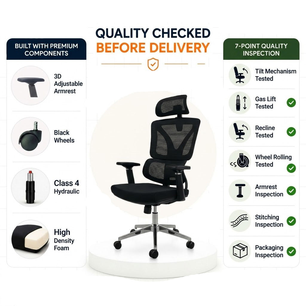 Black Ergo Gladiator Executive Office Chair with Head Rest Qality Checked image