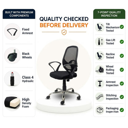 Black Mist Mesh Mid Height Ergonomic Office Visitor Chair Quality Checked Image