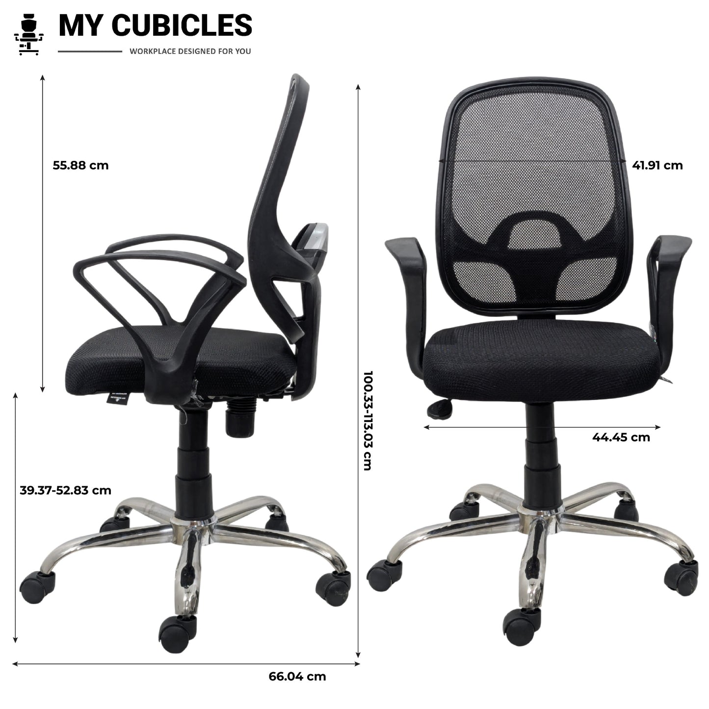 Black Mist Mesh Mid Height Office Ergonomic Chair