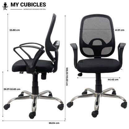 Black Mist Mesh Mid Height Office Ergonomic Chair