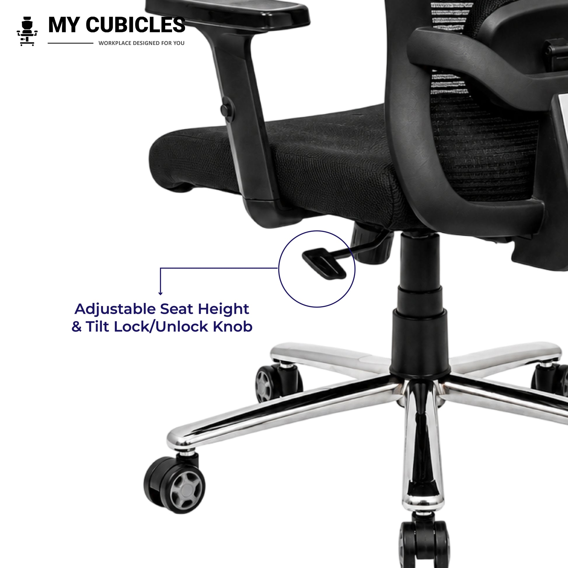 Butterfly Ergonomic Office Chair with Scorpio Base - Adjustable Seat Height View