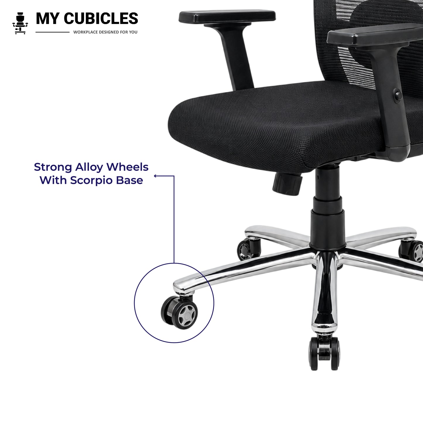 Butterfly Ergonomic Office Chair with Scorpio Base - Allow Wheels View