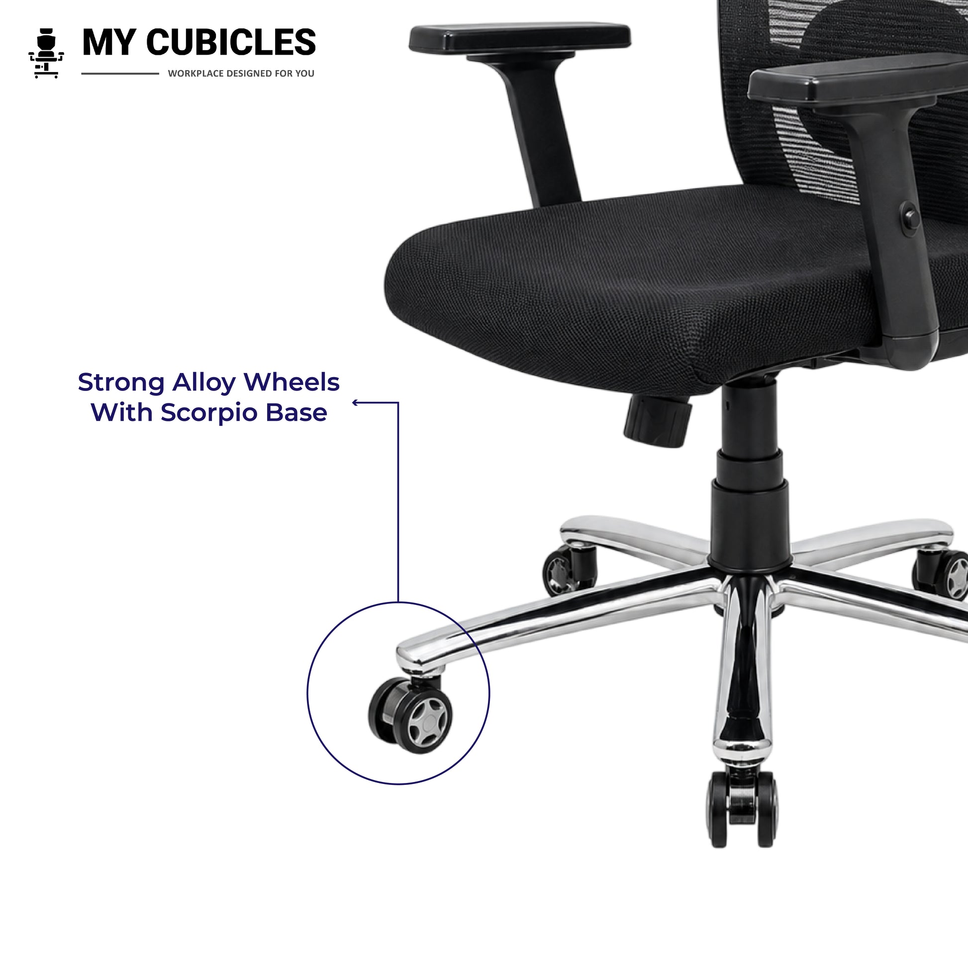Butterfly Ergonomic Office Chair with Scorpio Base - Allow Wheels View