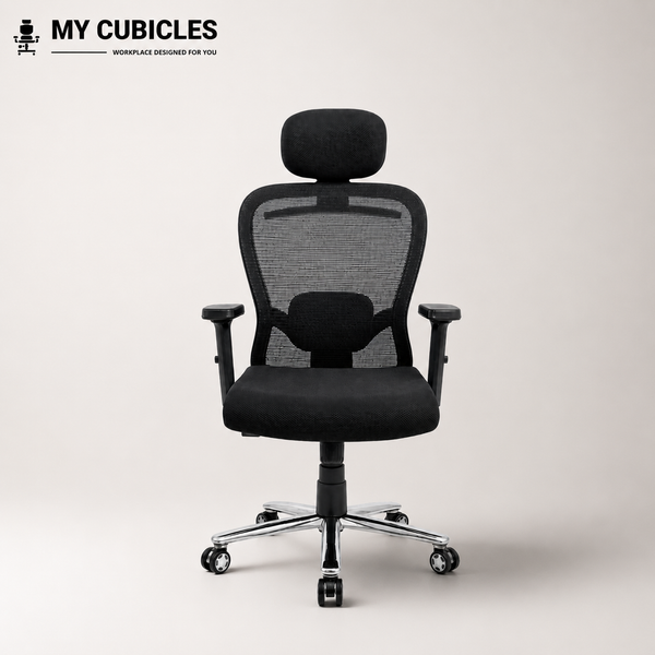 Cosmic Horizon Black Headrest Office Ergonomic Chair with Scorpio Base