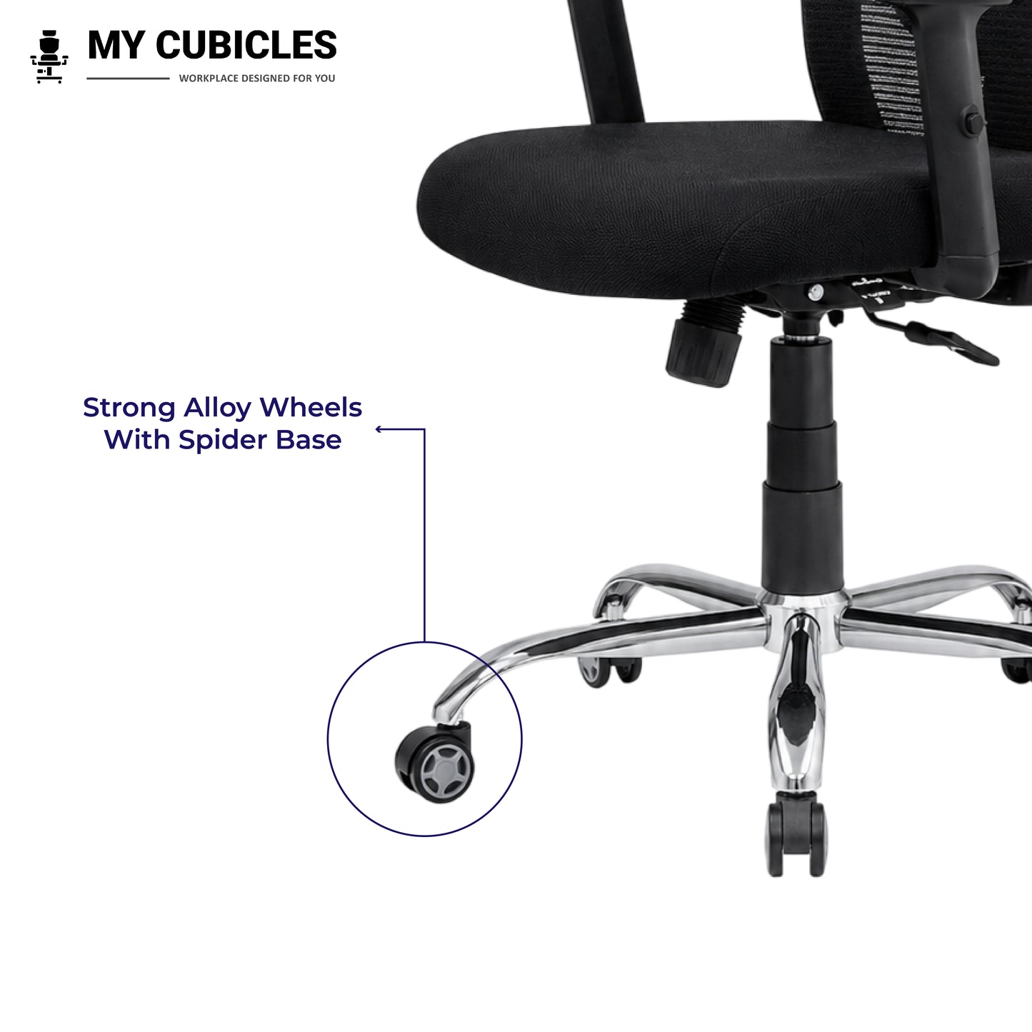 Butterfly Ergonomic Office Chair with Spider Base - Allow Wheels View