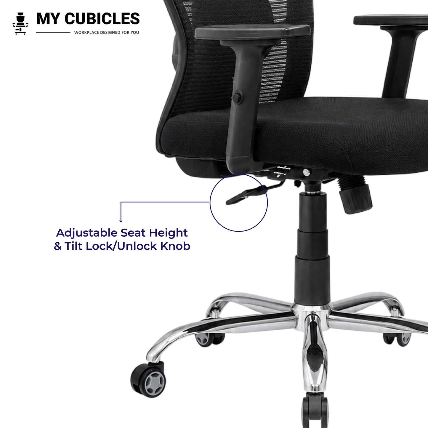 Butterfly Ergonomic Office Chair with Spider Base - Adjustable Seat Height View