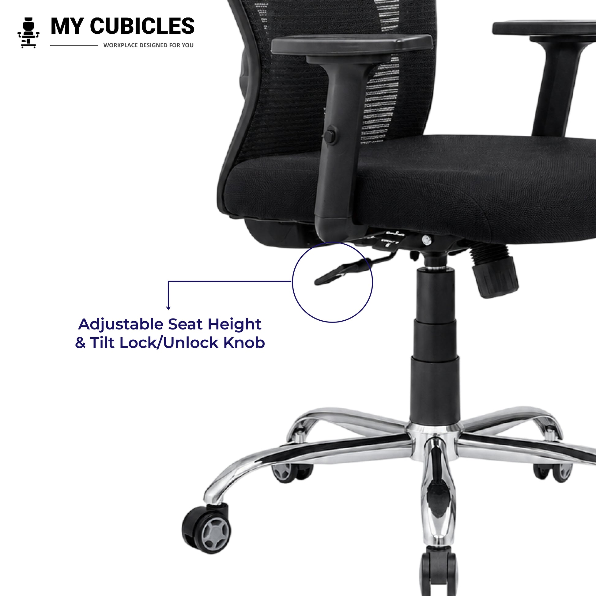 Butterfly Ergonomic Office Chair with Spider Base - Adjustable Seat Height View