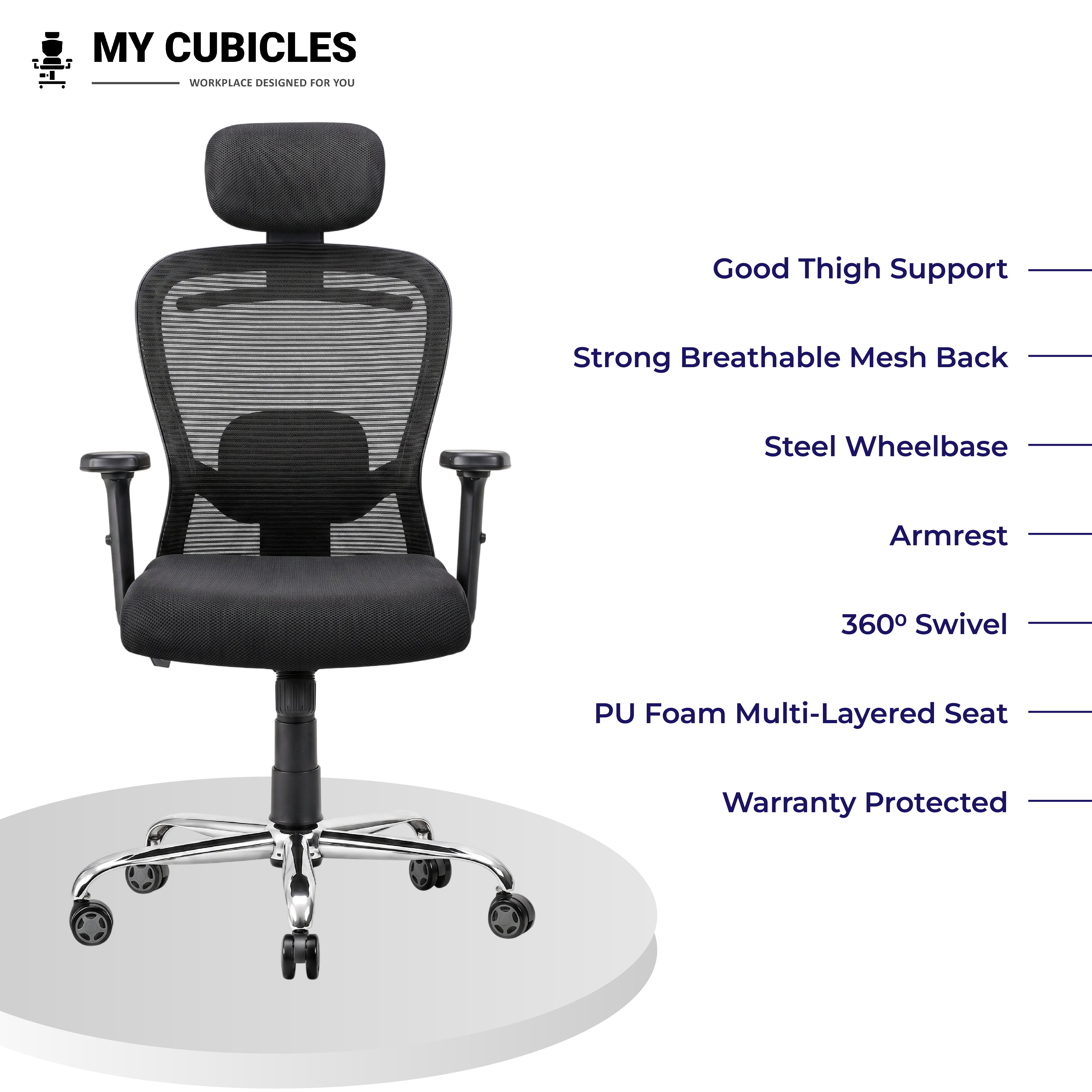 Cosmic Horizon Black Headrest Office Chair – My Cubicles