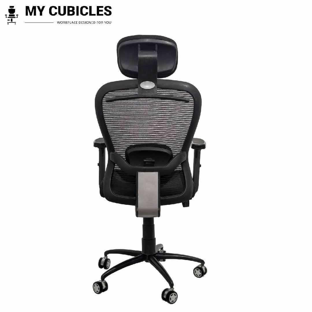 Cosmic Horizon Black Headrest Office Ergonomic Chair with Black Air Base