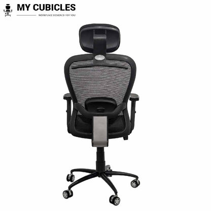 Cosmic Horizon Black Headrest Office Ergonomic Chair with Black Air Base