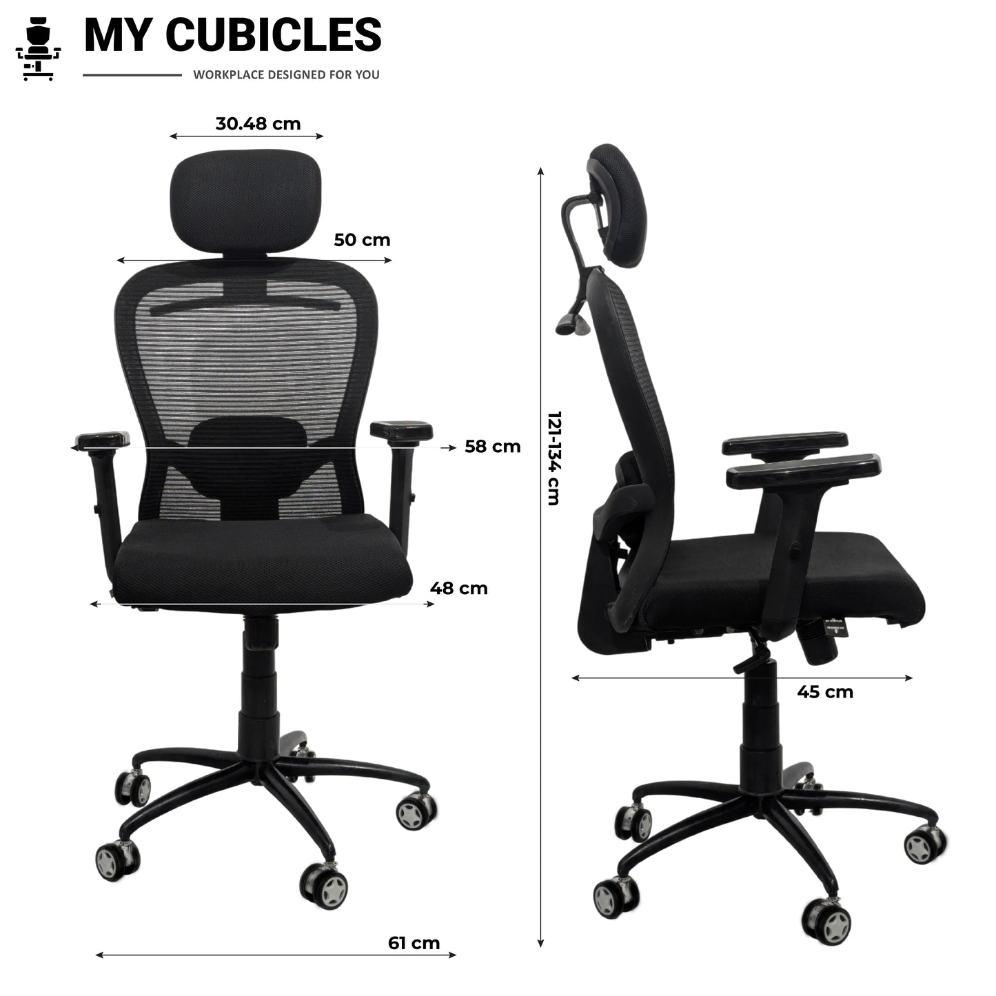 Cosmic Horizon Black Headrest Office Ergonomic Chair with Black Air Base