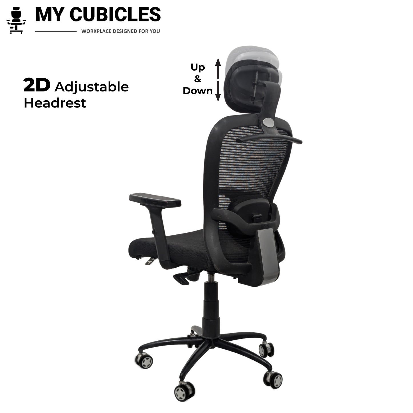 Cosmic Horizon Black Headrest Office Ergonomic Chair with Black Air Base