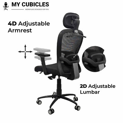 Cosmic Horizon Black Headrest Office Ergonomic Chair with Black Air Base