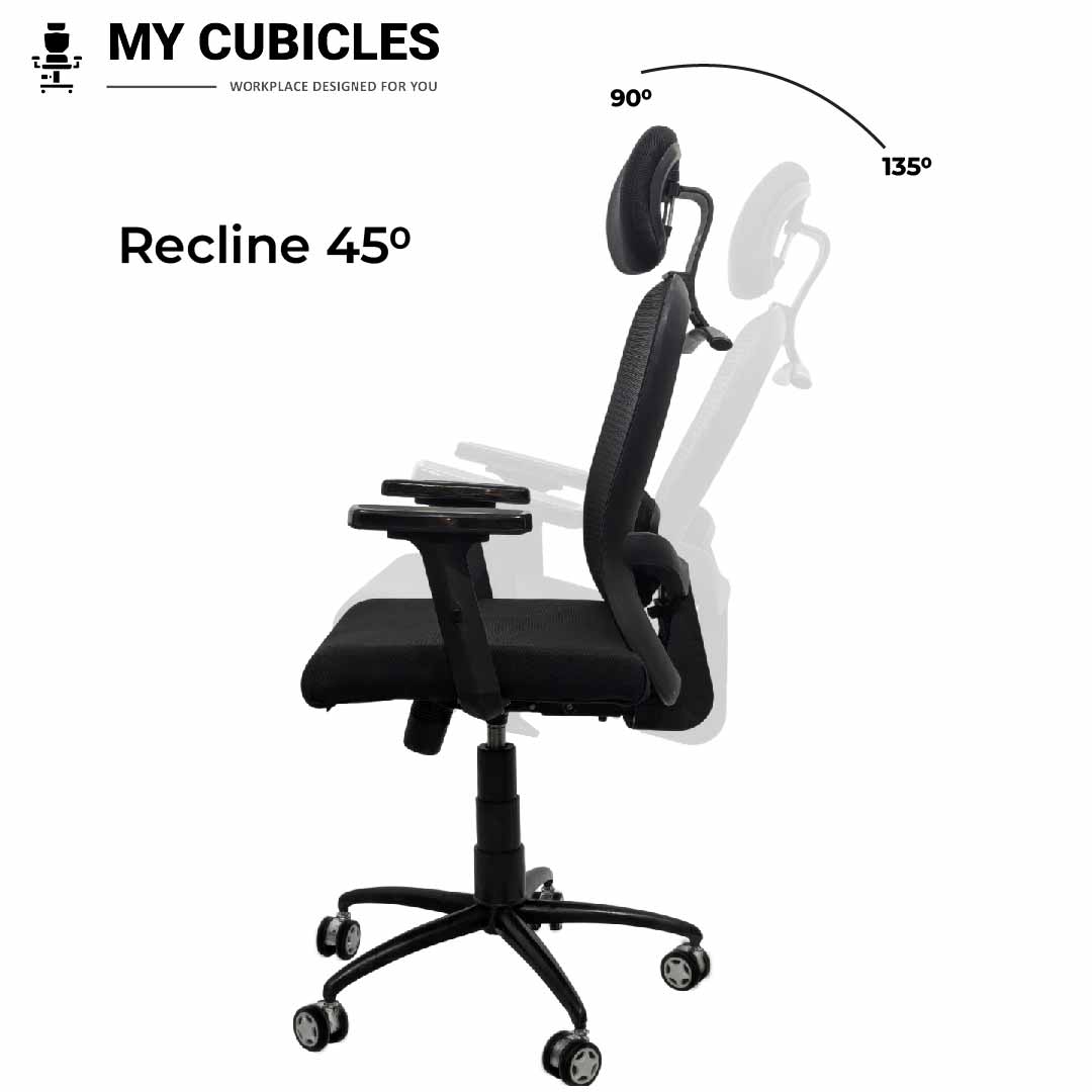 Cosmic Horizon Black Headrest Office Ergonomic Chair with Black Air Base