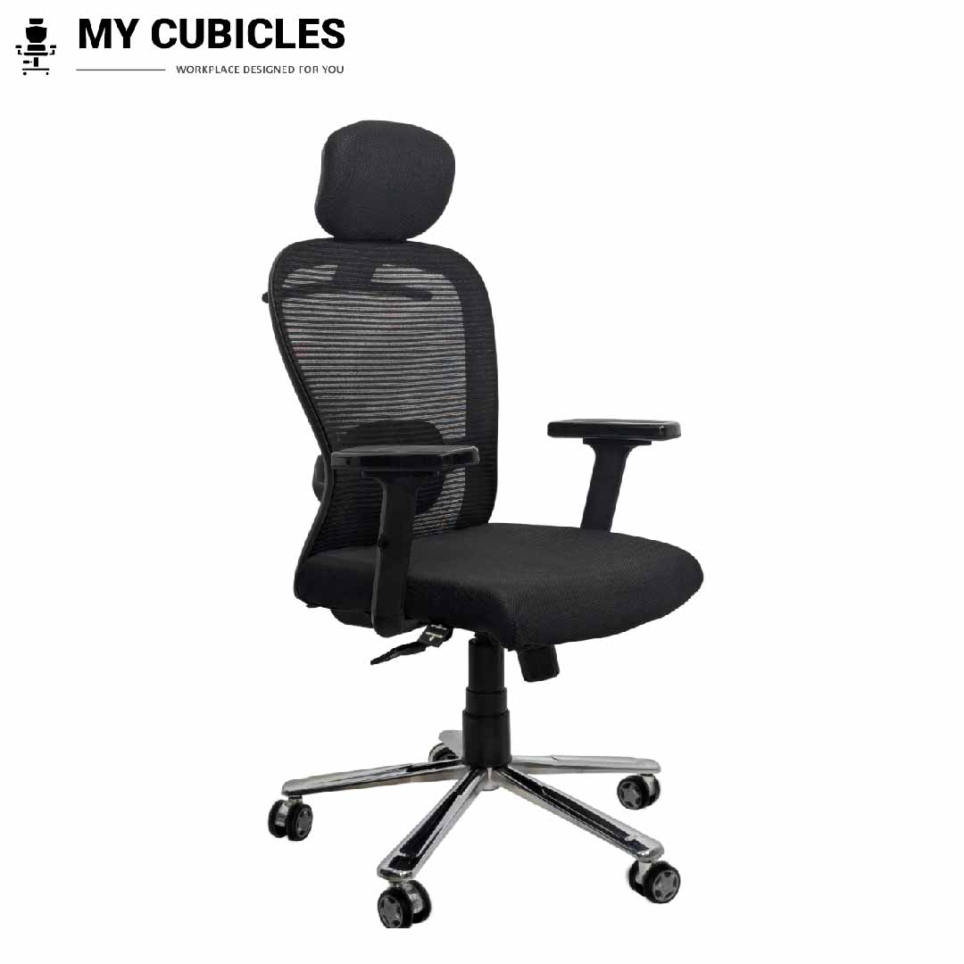 Cosmic Horizon Black Headrest Office Ergonomic Chair with Scorpio Base