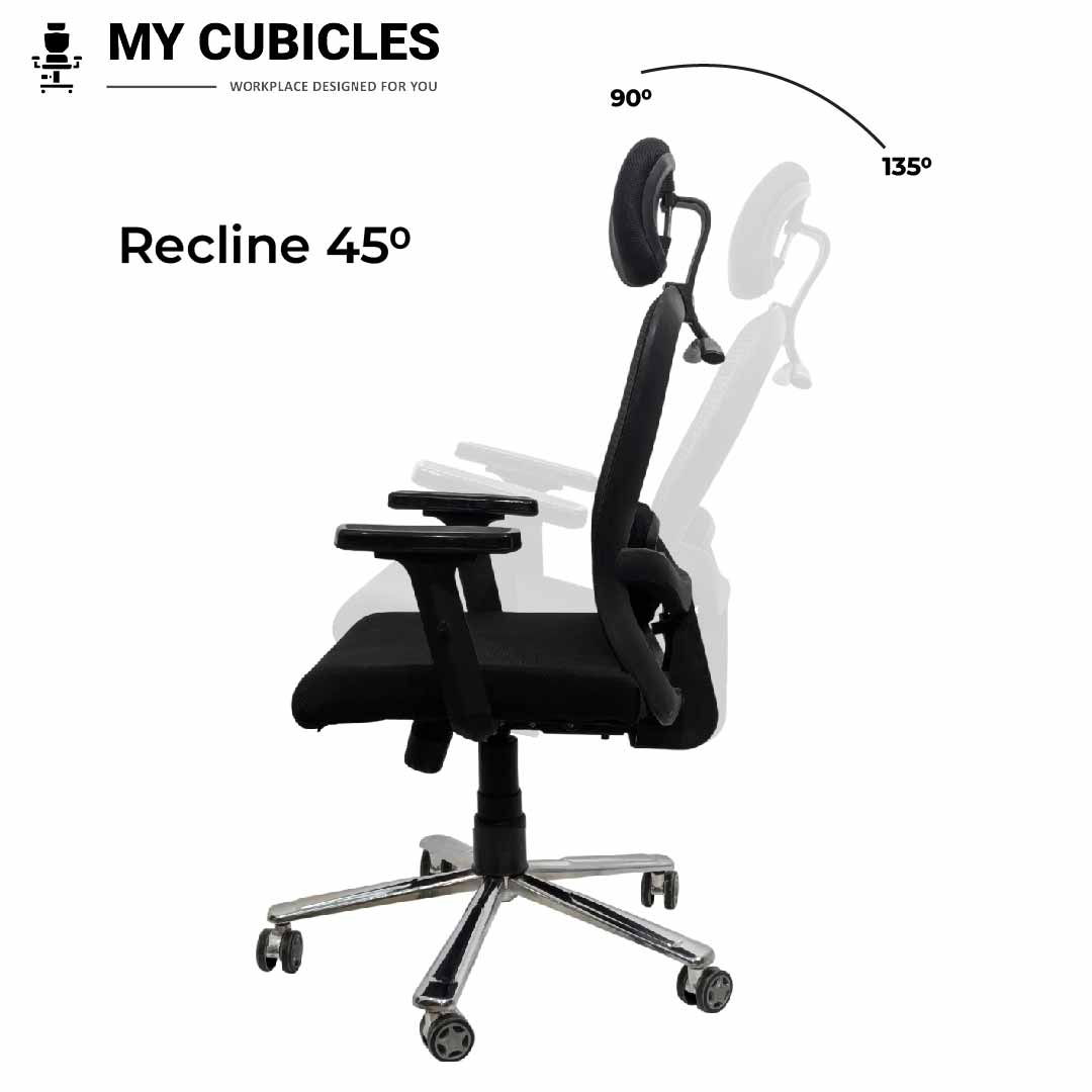 Cosmic Horizon Black Headrest Office Ergonomic Chair with Scorpio Base