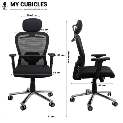 Cosmic Horizon Black Headrest Office Ergonomic Chair with Scorpio Base