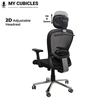 Cosmic Horizon Black Headrest Office Ergonomic Chair with Scorpio Base