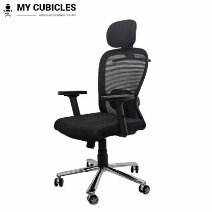 Cosmic Horizon Black Headrest Office Ergonomic Chair with Scorpio Base