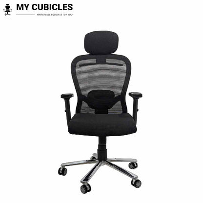 Cosmic Horizon Black Headrest Office Ergonomic Chair with Scorpio Base