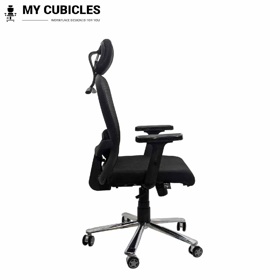 Cosmic Horizon Black Headrest Office Ergonomic Chair with Scorpio Base