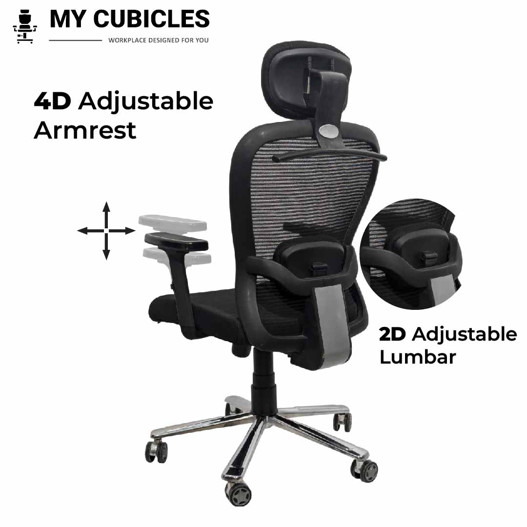 Cosmic Horizon Black Headrest Office Ergonomic Chair with Scorpio Base