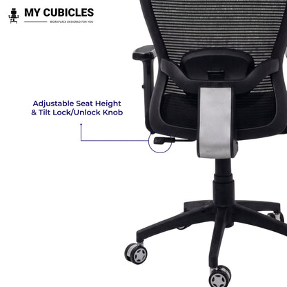 Cosmic Horizon Nylon Base Ergonomic Office Chair with Headrest - Adjustable Seat Height View