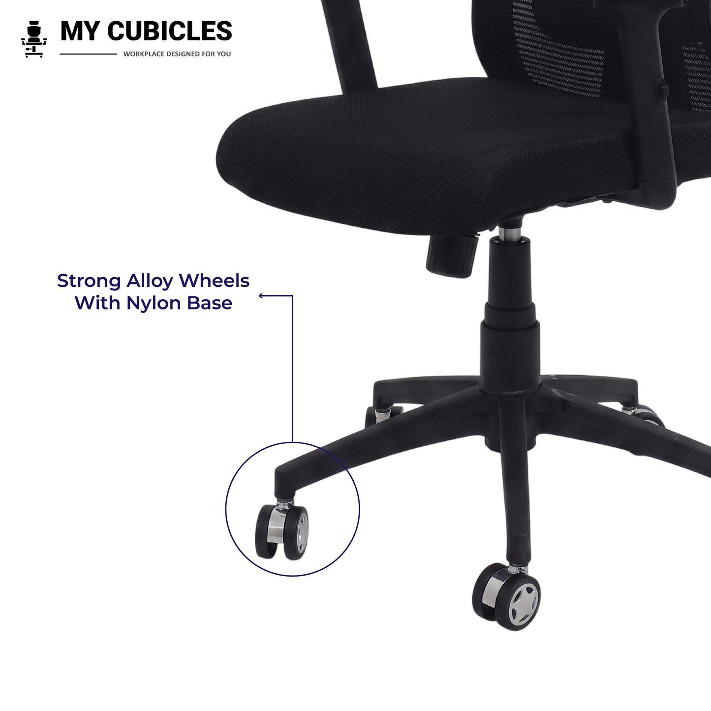 Cosmic Horizon Nylon Base Ergonomic Office Chair with Headrest - Alloy Wheels View