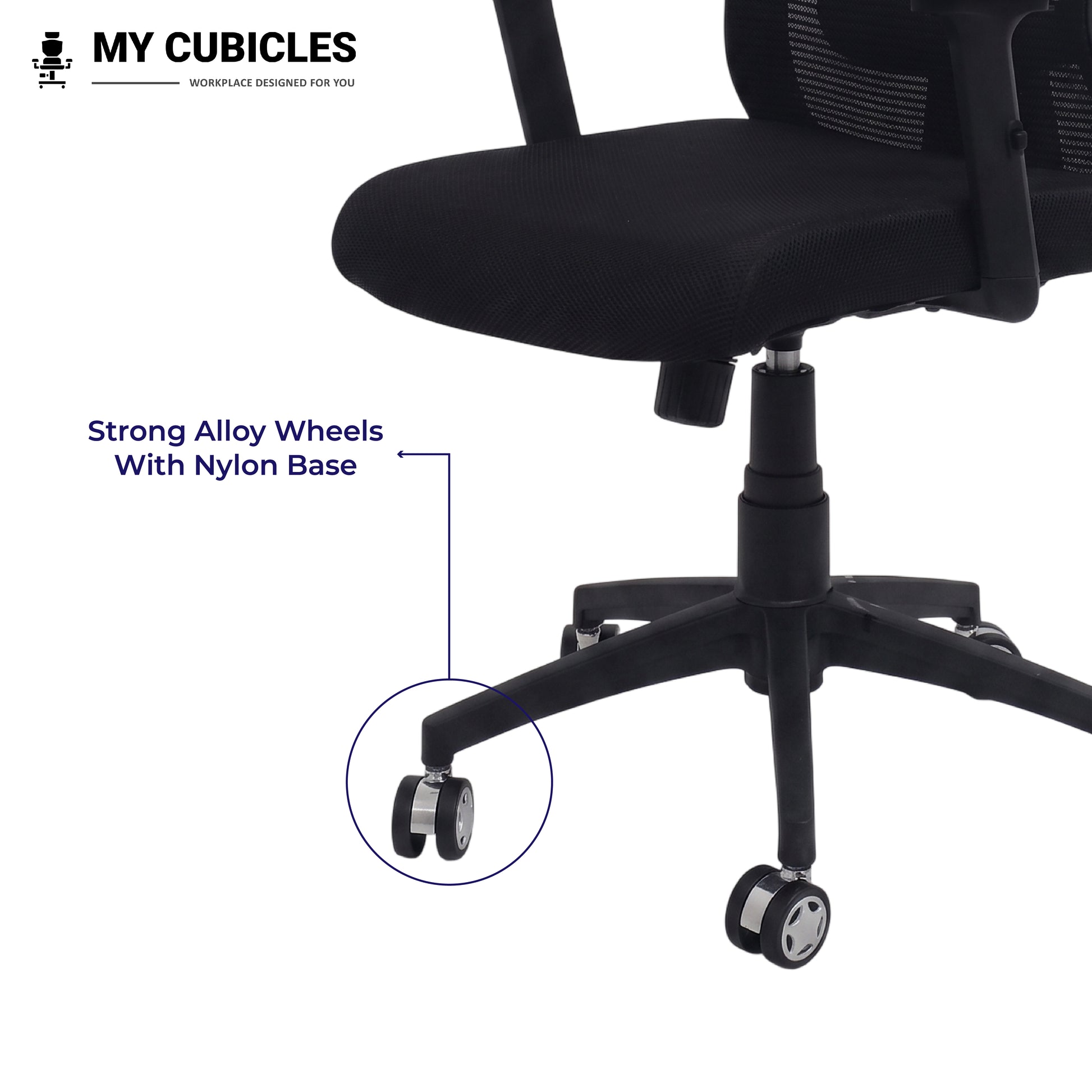 Cosmic Horizon Nylon Base Ergonomic Office Chair with Headrest - Alloy Wheels View