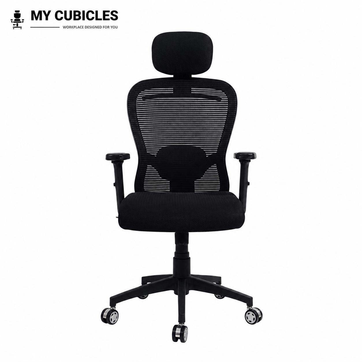Cosmic Horizon Nylon Base Ergonomic Office Chair with Headrest - Front View