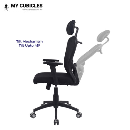 Cosmic Horizon Nylon Base Ergonomic Office Chair with Headrest - Tilt Mechanism View