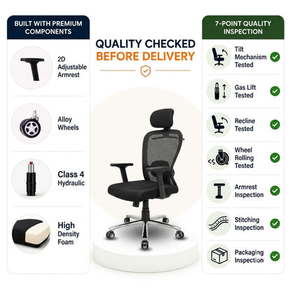 Cosmic Horizon Black Headrest Office Chair Quality Checked